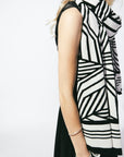 100% Italian Spun Egyptian Cotton Body Cocoon Wrap: Camelia Wrap Black + Cream