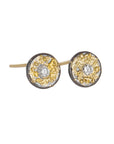 Dusted Pebble Studs - 22ky, 18ky, Oxidized Silver + VS Diamonds
