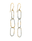 Dusted Chain Link Earrings - 22k/18k Gold + Oxidized Silver