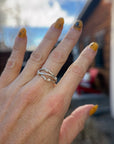 Encrusted 3 Branch Ring - Silver