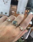 Sunburst Trio Ring - 14k Gold + White Sapphires