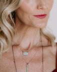 City Block Necklace with  2 mm Diamond + Oxidized Chain
