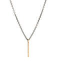 Hammered Gold Bar Necklace  -18ky Gold on Oxidized Silver Chain