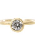 .950 ctw Natural Salt + Pepper Round Diamond - Handmade 18ky Gold Bezel Setting