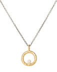 18ky Gold Petite Turning Aspen Charm Necklace - 18ky Gold, Oxidized Silver + VS White Diamond