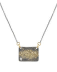 City Block Necklace with  2 mm Diamond + Oxidized Chain