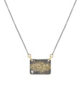 City Block Necklace with  2 mm Diamond + Oxidized Chain