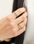 Channel Set Band with Rose Cut Diamonds- 18ky Gold, Oxidized Silver + Salt and Pepper Diamonds
