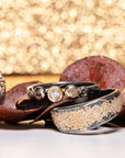 In Bloom Stacking Ring - Dusted Blooms - 22k Gold Dust, 18k Gold, Oxidized Silver + Reclaimed Diamonds
