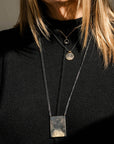 Oxidized Silver Petite Turning Aspen Charm Necklace - 18k/14k, Oxidized Silver + VS White Diamond