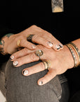 Peas in a Pod Cigar Band - 14k Gold, Oxidized Silver + VS White Diamonds