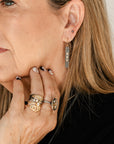 Sunnyside Diamond Earrings - 18k/14k Gold, Oxidized Silver, + VS White Diamonds