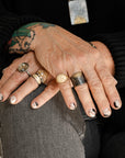 Sun Rays Cigar Band - 22k Gold, Oxidized Silver + VS White Diamonds