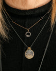 Oxidized Silver Petite Turning Aspen Charm Necklace - 18k/14k, Oxidized Silver + VS White Diamond