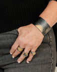 Sun Rays Cuff - 22k Gold, Oxidized Silver + VS White Diamonds