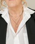 Peas in a Pod Vertical Necklace - 14k Gold, Oxidized Silver + VS White Diamonds