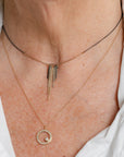 18ky Gold Everyday Scattered Diamond Pendant on 14k Gold Chain - 18k/14k Gold + VS White Diamonds
