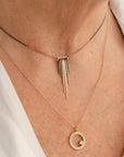 18ky Gold Everyday Scattered Diamond Pendant on 14k Gold Chain - 18k/14k Gold + VS White Diamonds