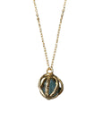 Seed Pod Pendant -  Brass + Aquamarine