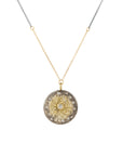 Starburst Necklace on Two-Tone Chain - 22k/18k/14k Gold, Oxidized Silver + VS Diamonds