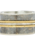Black + Gold Spinner Ring 18k/22k, Oxidized Silver
