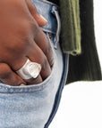 Enhydro Quartz Parabola Ring - 14k Gold + Sterling Silver