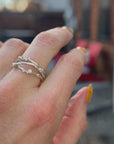 Encrusted 3 Branch Ring - Silver