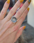 Small Rock Scatter Ring- Silver + Diamonds