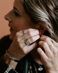 Channel Set Band with Rose Cut Diamonds- 18ky Gold, Oxidized Silver + Salt and Pepper Diamonds