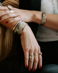 Asymmetrical Cuff - 22k Gold, Oxidized Silver + Reclaimed Diamonds