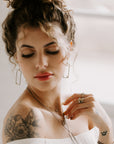 Floating Square Hoops with Diamonds - 22k/18k Gold, Oxidized Silver + Reclaimed Diamonds