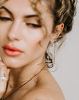 Floating Square Hoops with Diamonds - 22k/18k Gold, Oxidized Silver + Reclaimed Diamonds